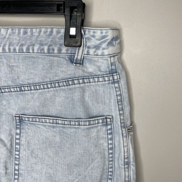 TIBI Skirt Womens 27 Bleached Denim Mini Large Pocket Cotton Stretch - Picture 6 of 10